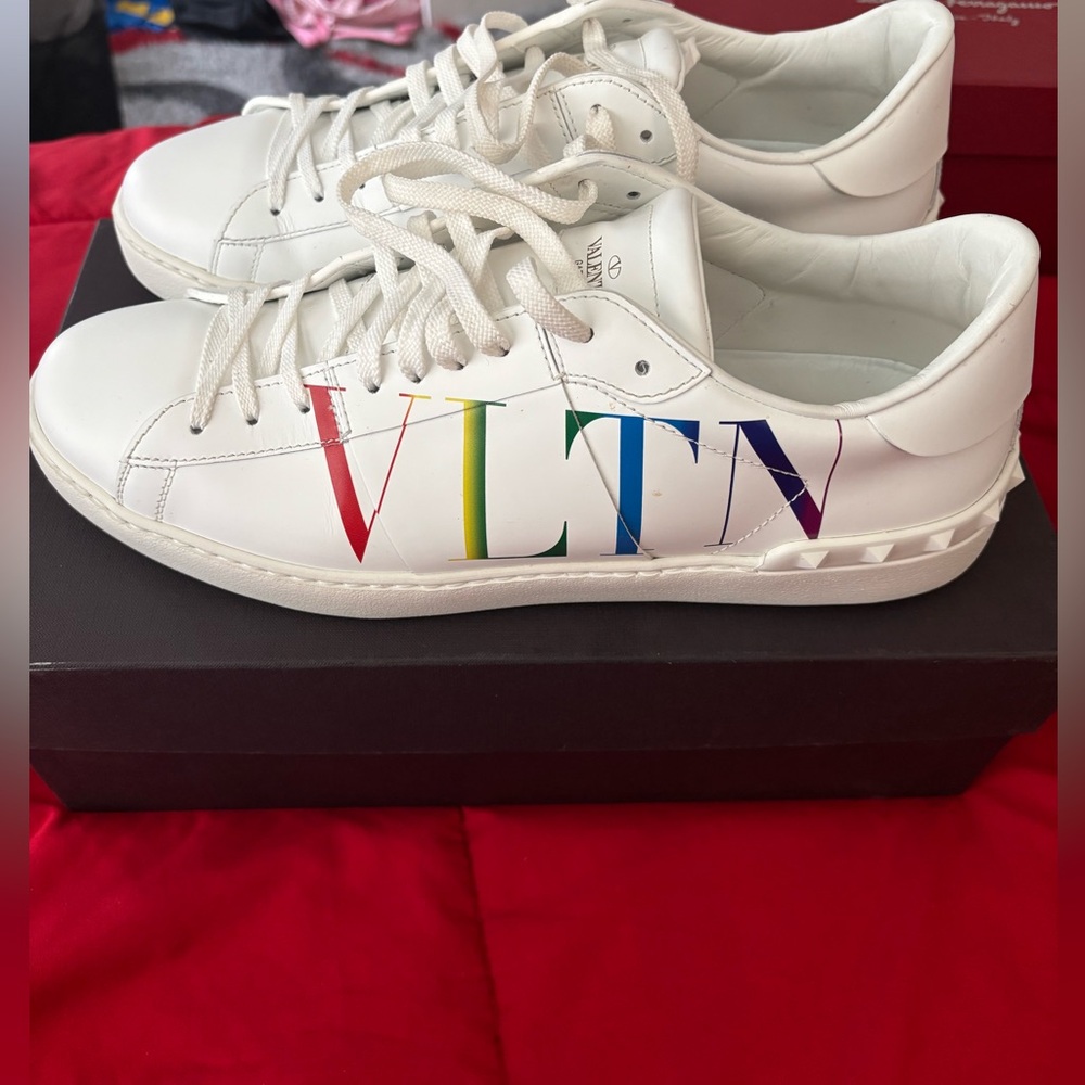 Valentino White Multicolor Logo Sneakers